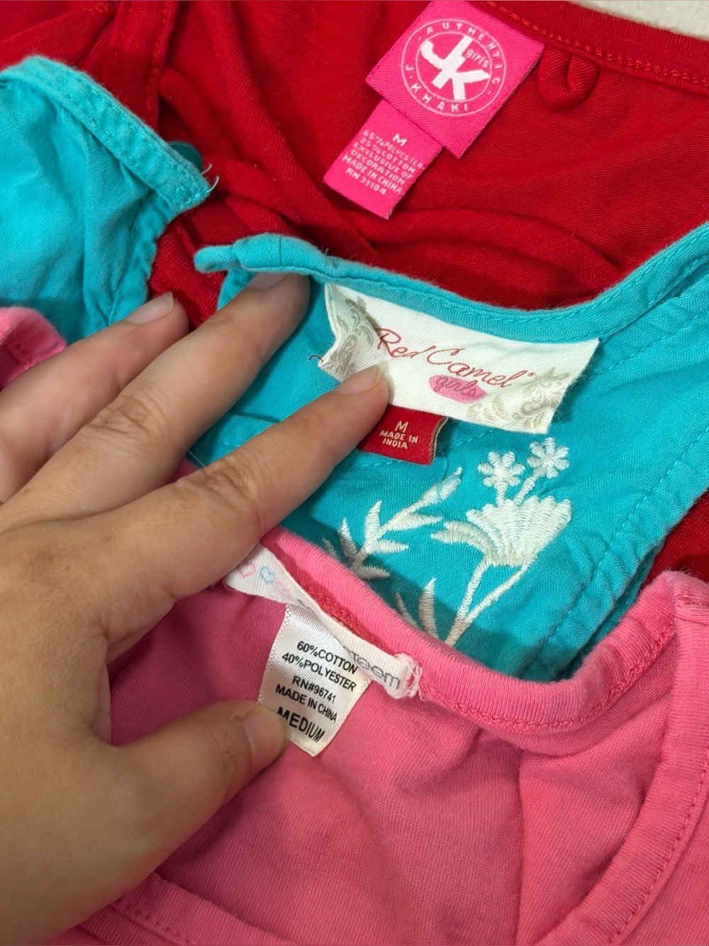 Kids Girl Casual Tank Tops Turquoise, Pink & Red Sleeveless size M - Picture 6 of 7